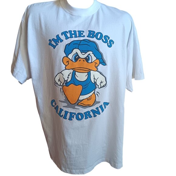 XXL Vintage T-shirt Atex "Im The Boss" California Angry Duck Y2K 90's Meannie - Picture 2 of 6